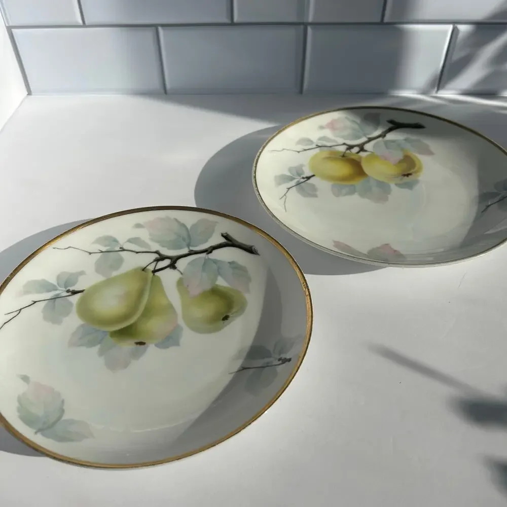 Rosenthal Bavaria Fruit Plates Apple Pear Gold Gilt Germany